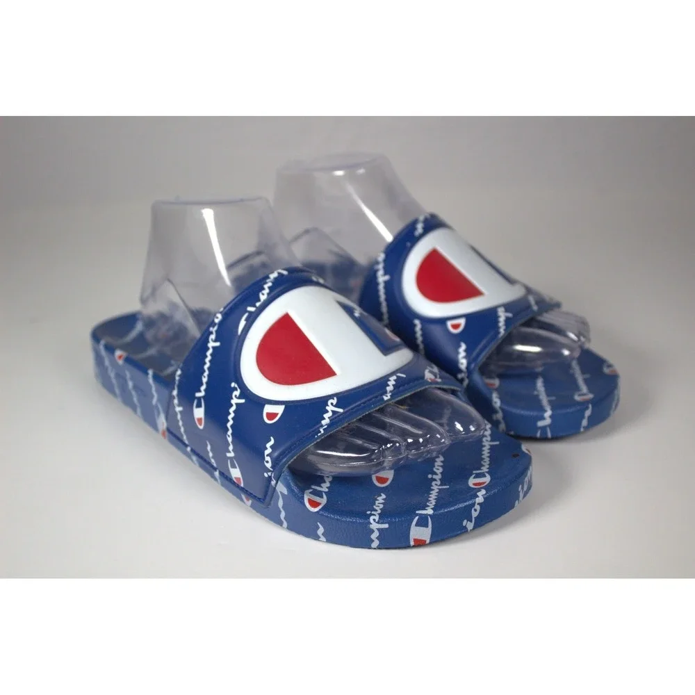 Champion IPO Repeat Mens US 8 M Slide Sandals Royal Blue White Slip On Casual